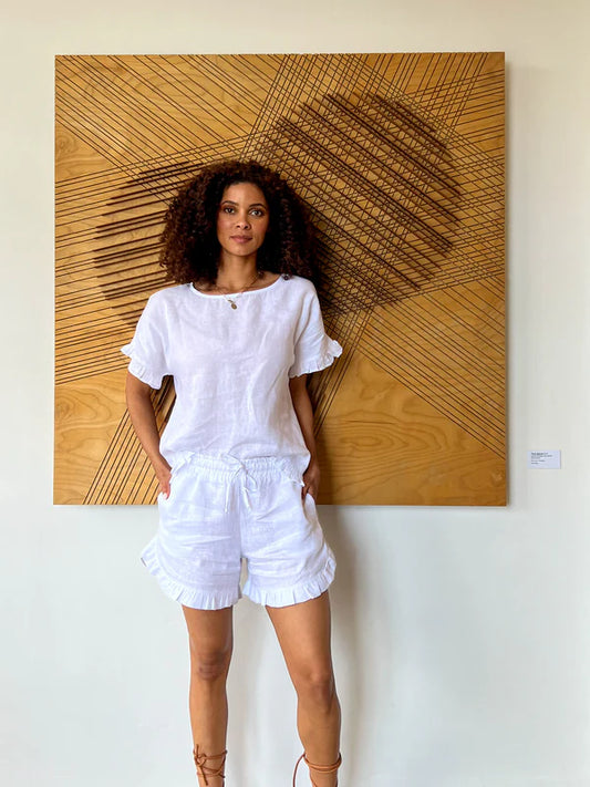 Tira Linen Shorts in White