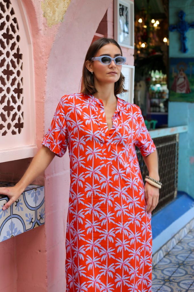 Ashram Dress in Coral