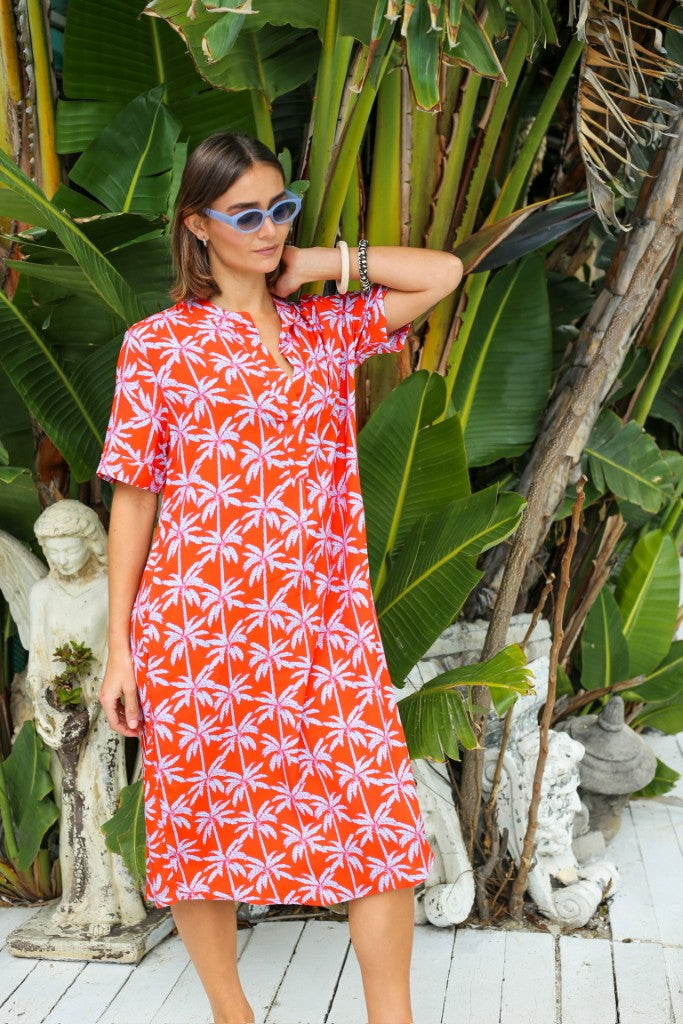 Ashram Dress in Coral