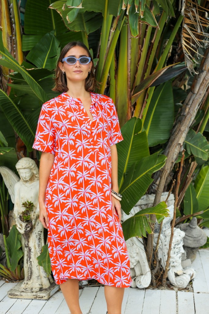 Ashram Dress in Coral