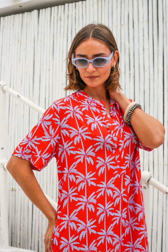 Ashram Dress in Coral