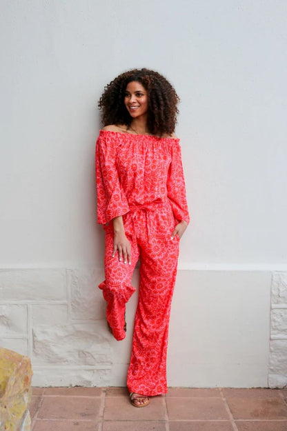 Easy Going Palazzo Pants in Red