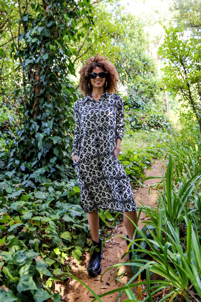 Nobu Dress in Black & Milk