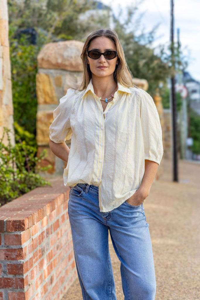 Somerset Blouse in Yellow Stripe