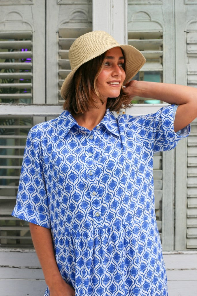 Talia Tea Dress in Azure