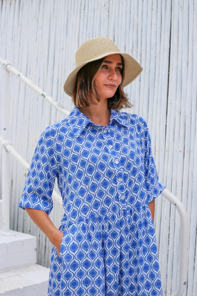 Talia Tea Dress in Azure