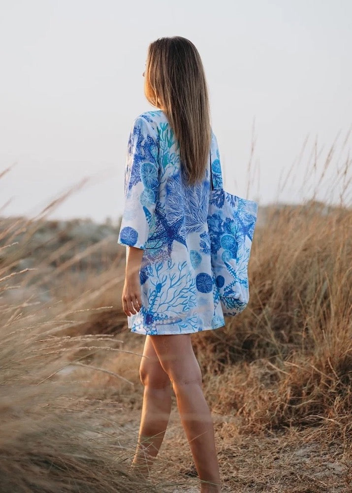 V-Neck Cotton Blue Tunic