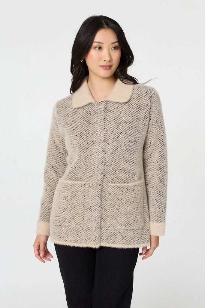 Heavy Knit Jacket in Beige