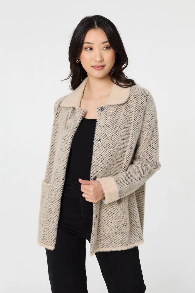 Heavy Knit Jacket in Beige