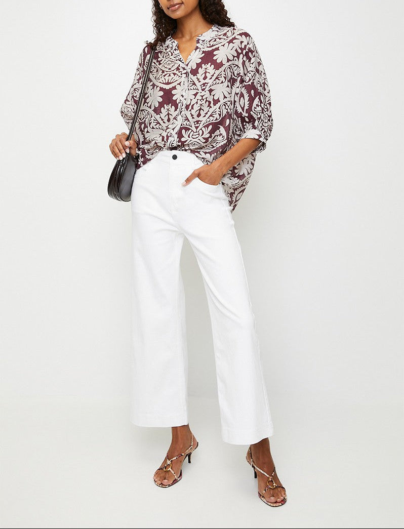 Izabel London Printed Blouse in Wine | Shop AP Jones Online Now