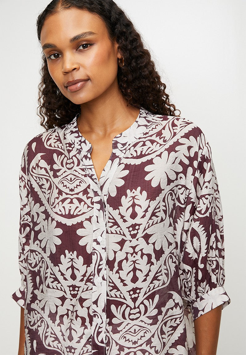 Printed Blouse in Wine