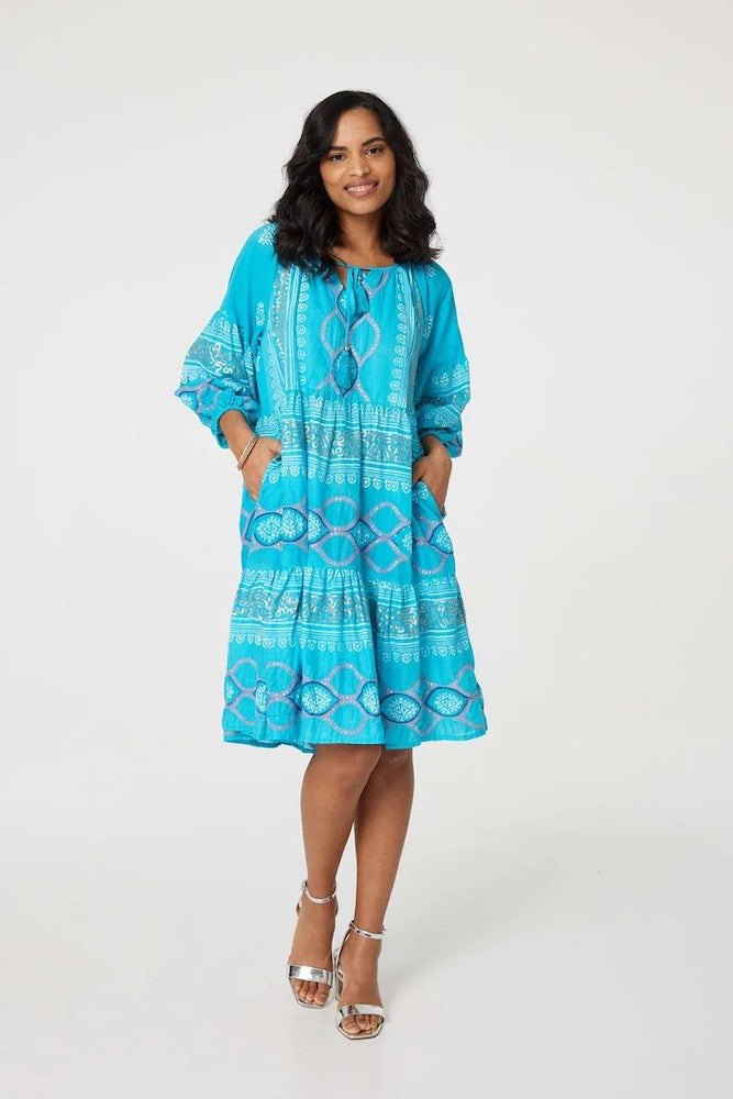 Tiered Dress in Turquoise