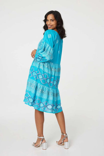 Tiered Dress in Turquoise