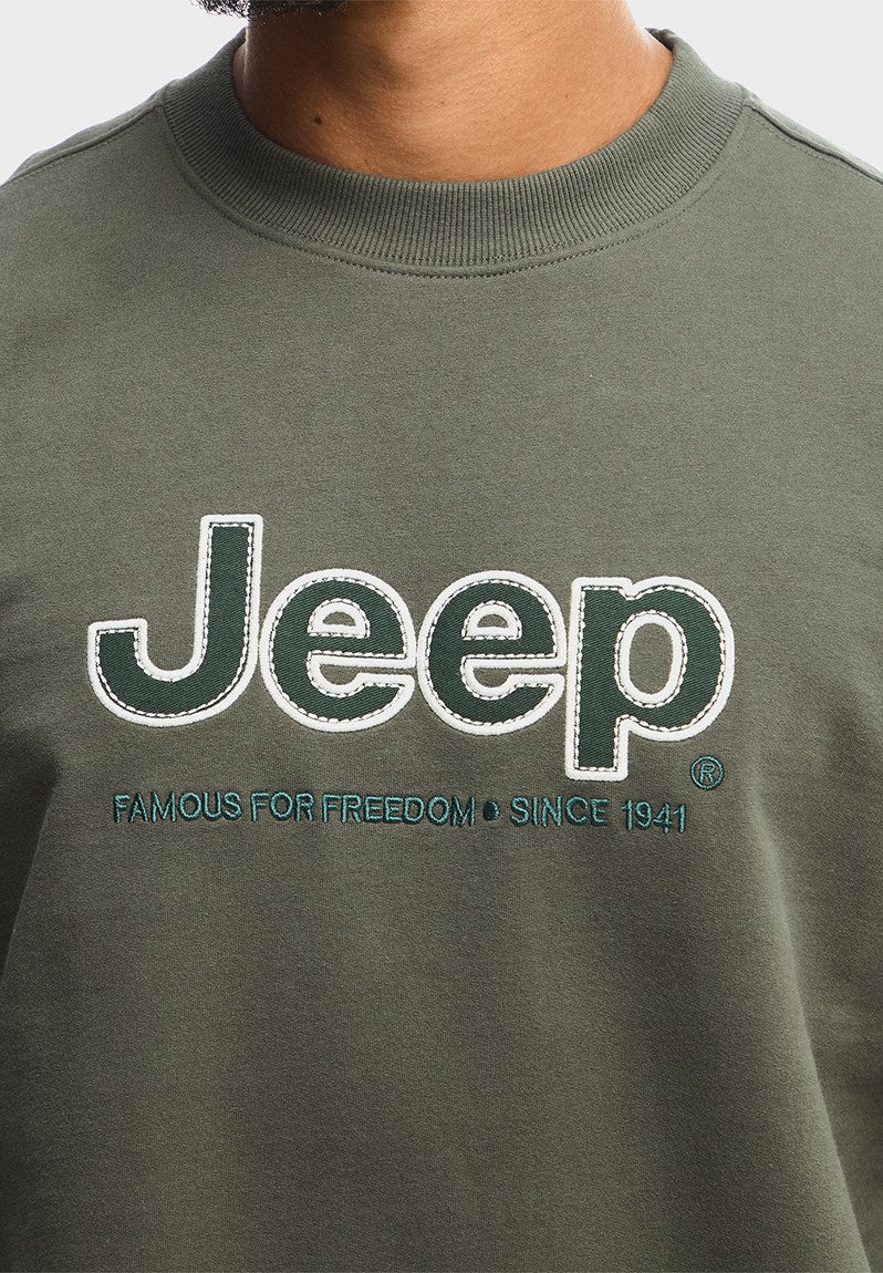 Core Applique Fleece Crewneck in Green