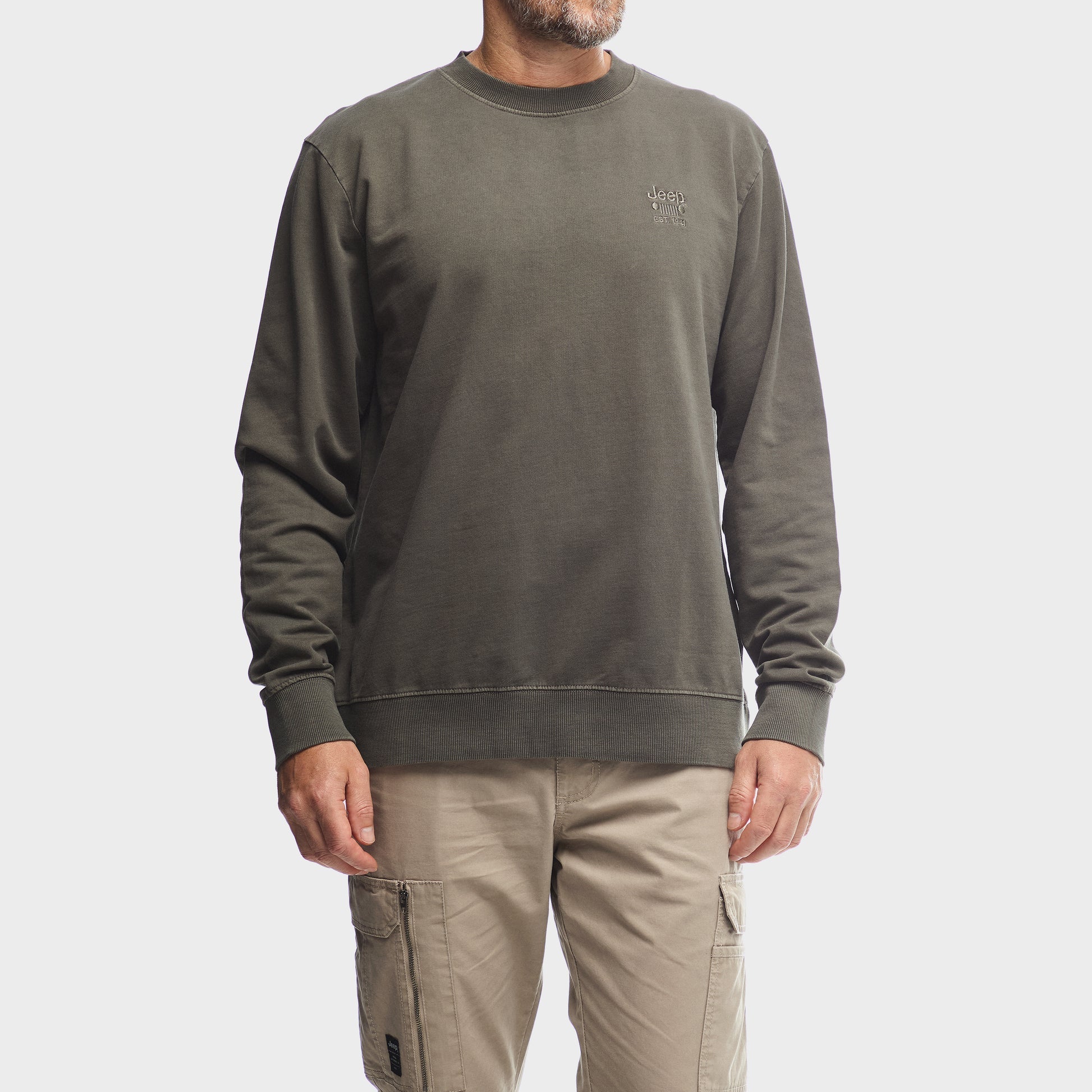 Core Pigment Dye Crewneck Fleece in Olive
