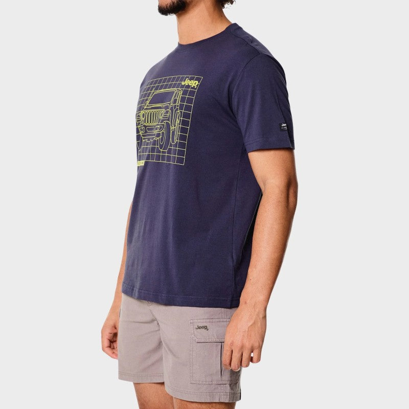 Grid Fashion Tee in Navy