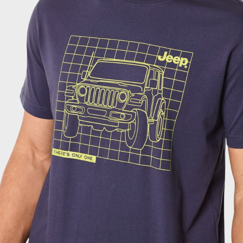 Grid Fashion Tee in Navy