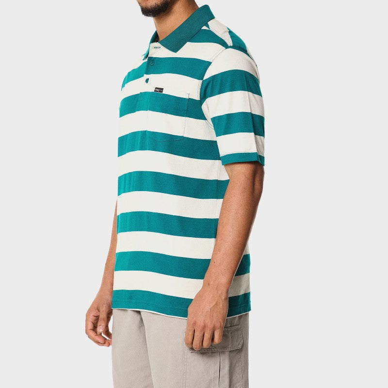 Yarndye Stripe Golfer in Emerald / Ecru