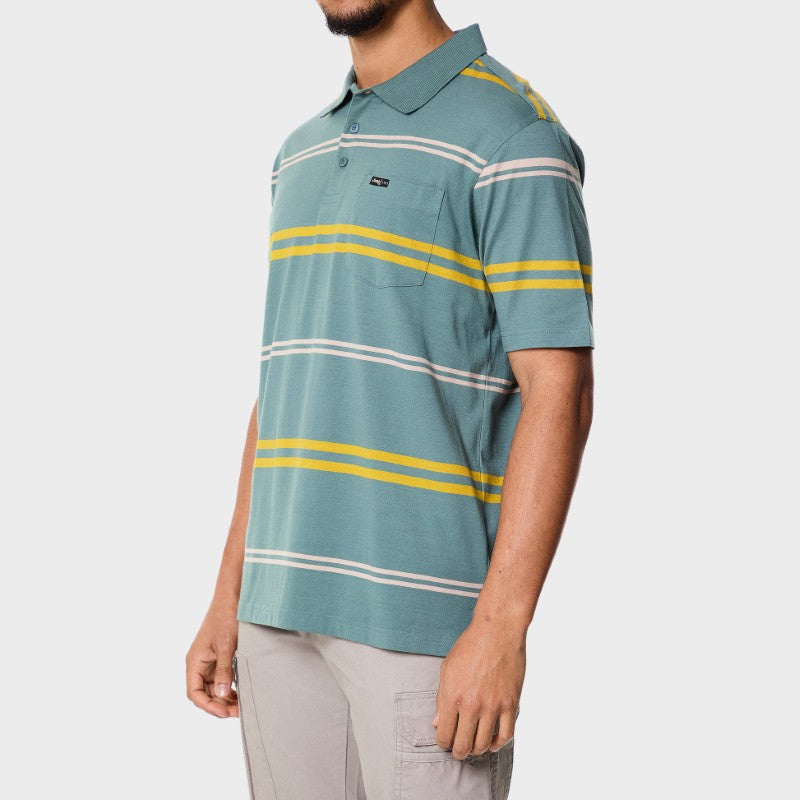 Yarndye Stripe Golfer in Sage / Yellow / Pink