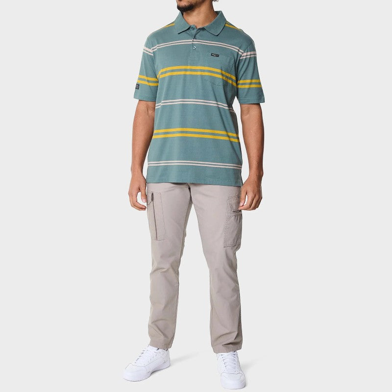 Yarndye Stripe Golfer in Sage / Yellow / Pink