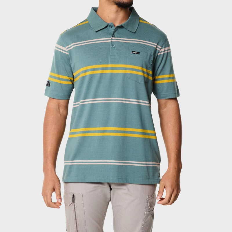 Yarndye Stripe Golfer in Sage / Yellow / Pink