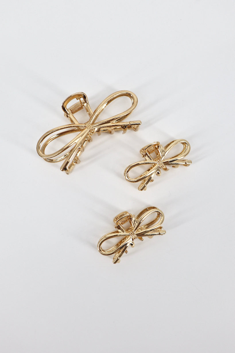 Bow-Tique 3pc Gold Hair Clips