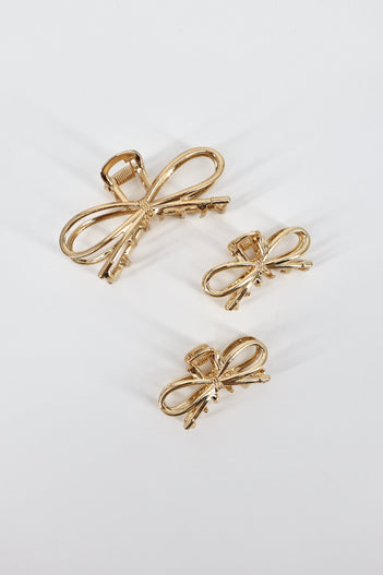 Bow-Tique 3pc Gold Hair Clips