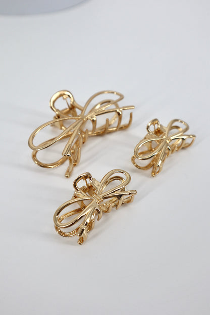 Bow-Tique 3pc Gold Hair Clips