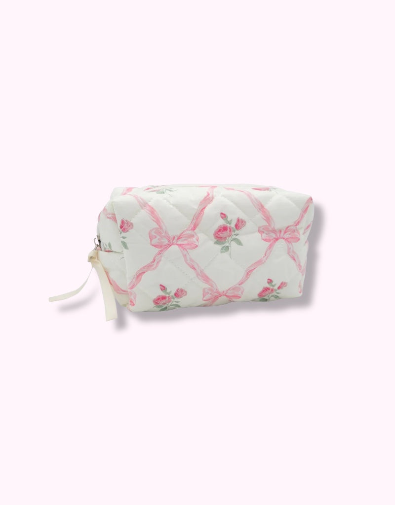 Quilt Cosmetic Bag in Pink Bows & Roses