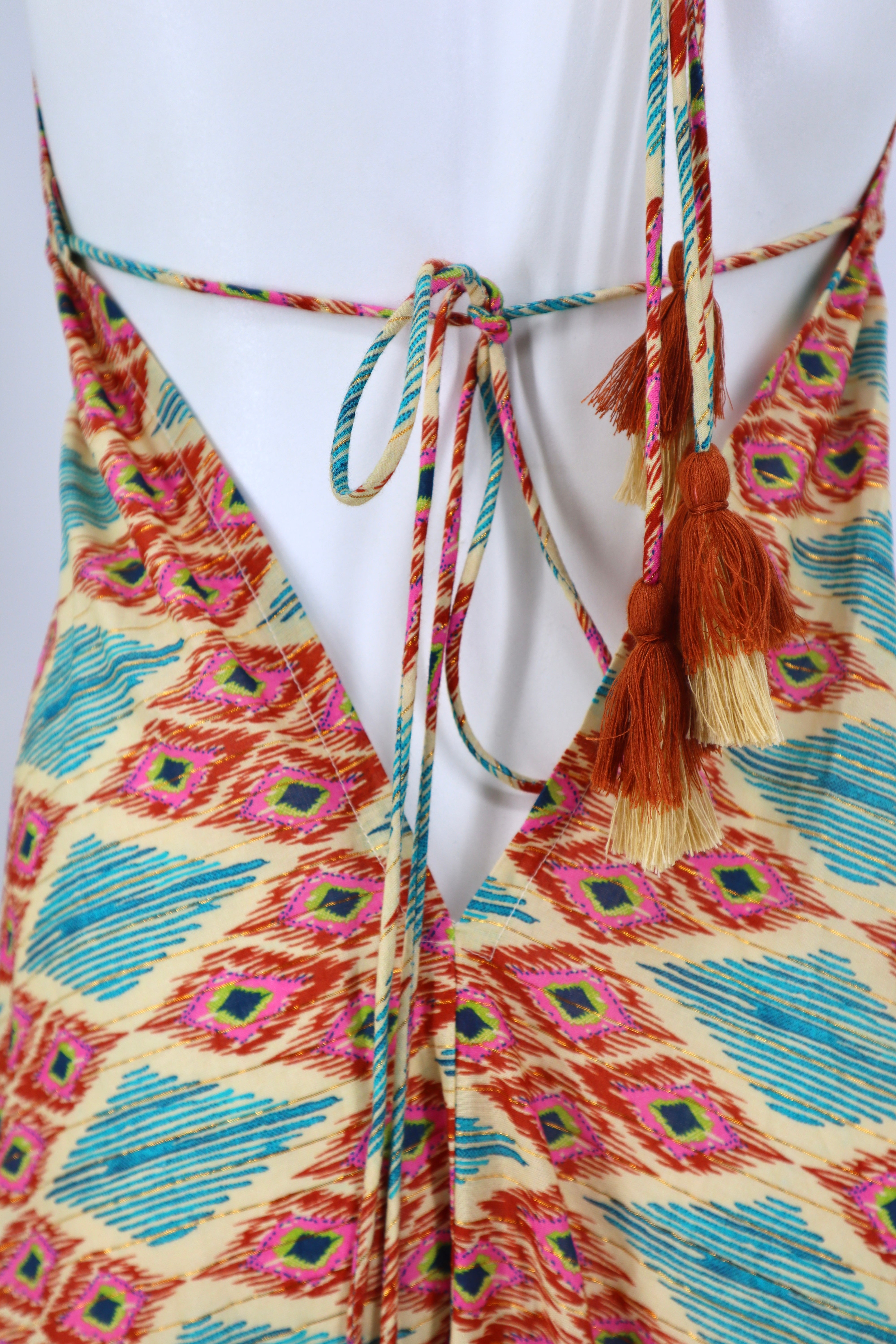 Cotton Open Back Dress in Pink Diamonds