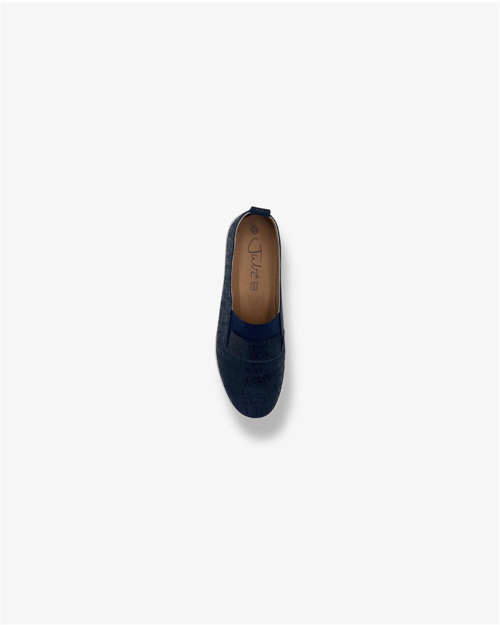 Fran Leather Slip on Shoe in Navy / Snake