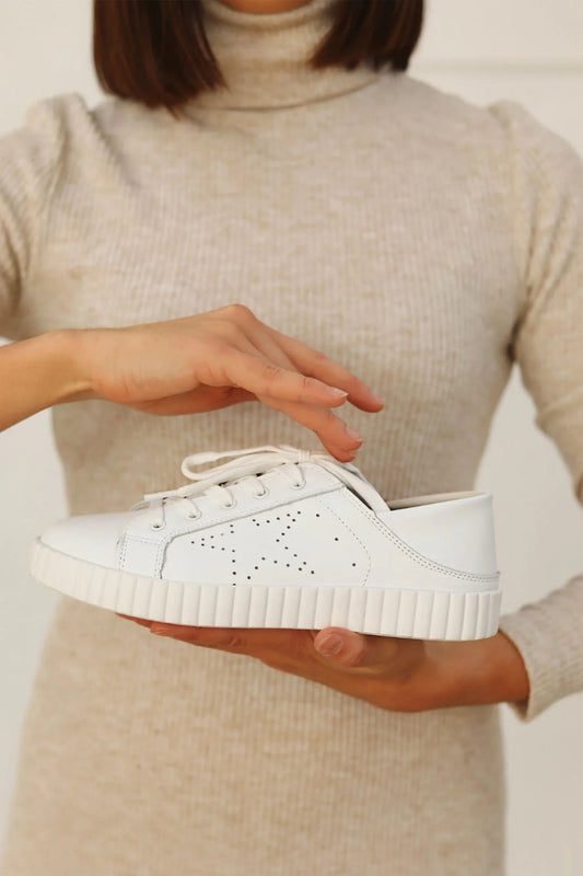 Valentina Leather Sneaker in White