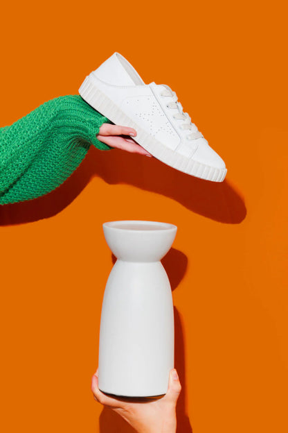Valentina Leather Sneaker in White