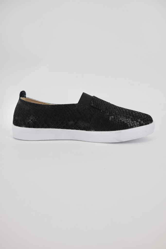 Fran Slip On in Black Snake
