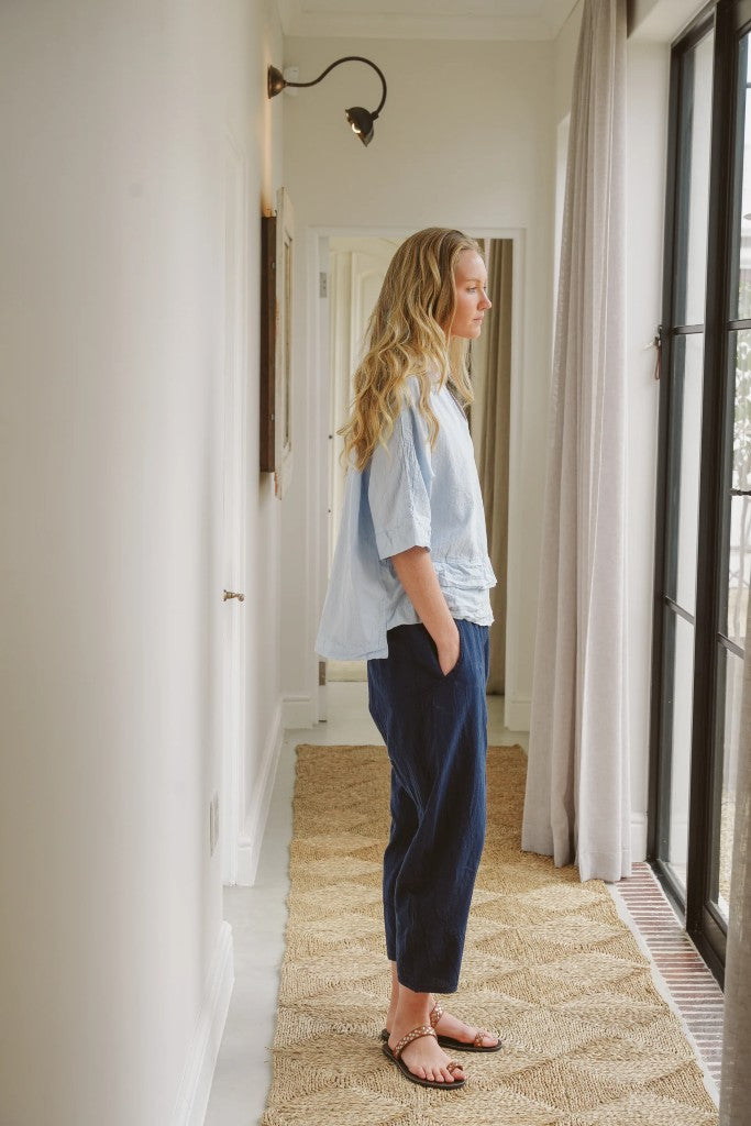 Bee Cotton Tiered Top in Sky