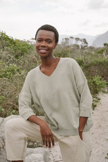 Bobby Cotton Boxy Knit in Moss