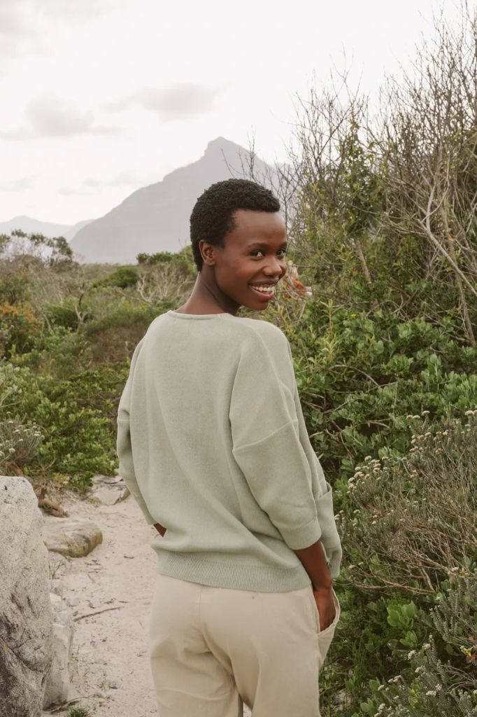 Bobby Cotton Boxy Knit in Moss