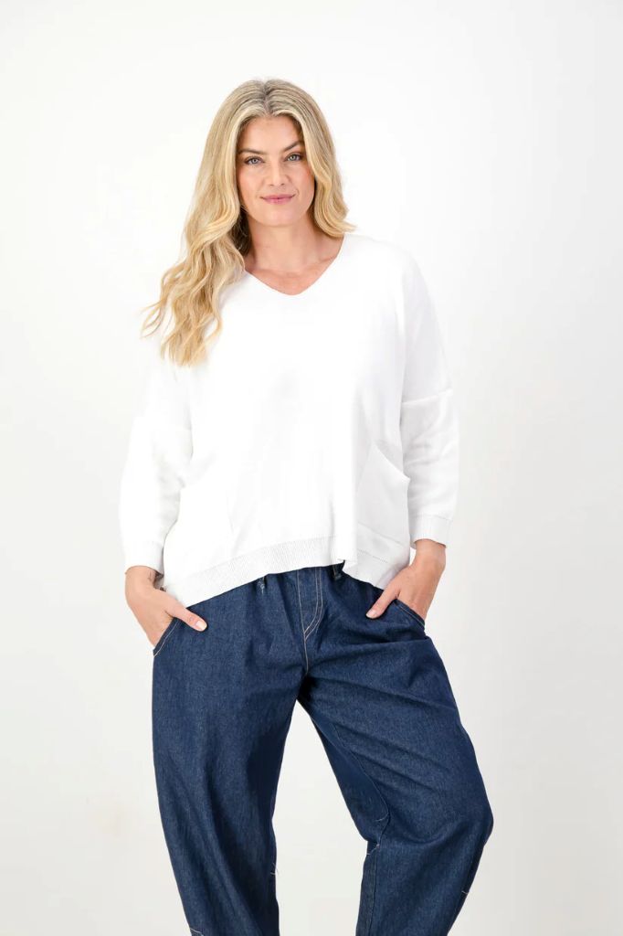 Bobby Cotton Boxy Knit in White