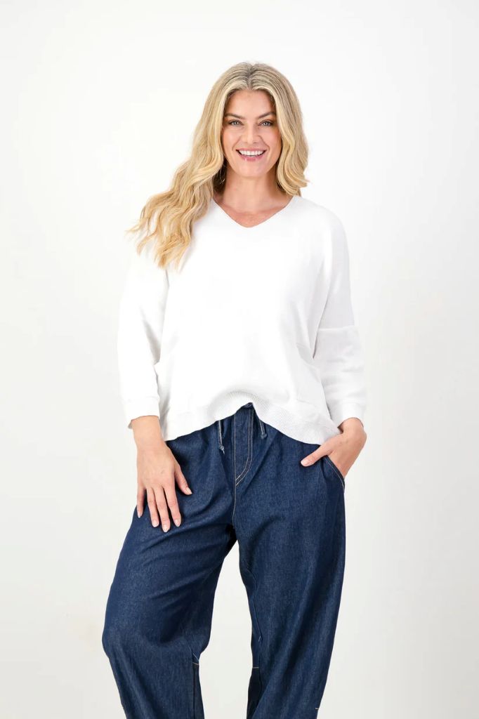 Bobby Cotton Boxy Knit in White