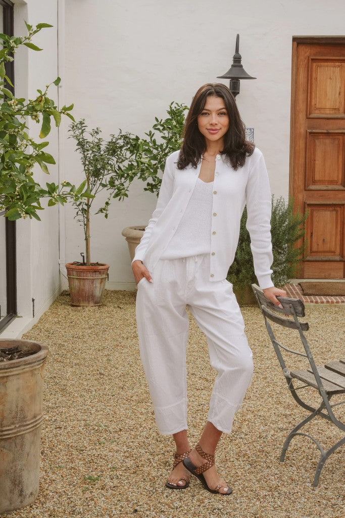 Cove Cotton Barrel Pants in White
