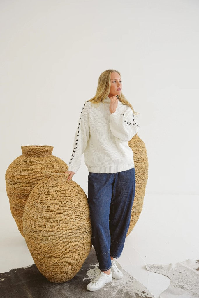 Jo Denim Barrel Pants in Indigo