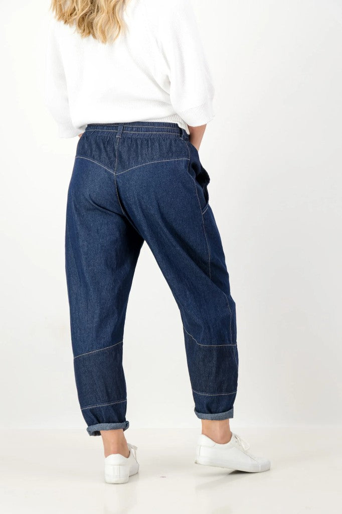 Jo Denim Barrel Pants in Indigo
