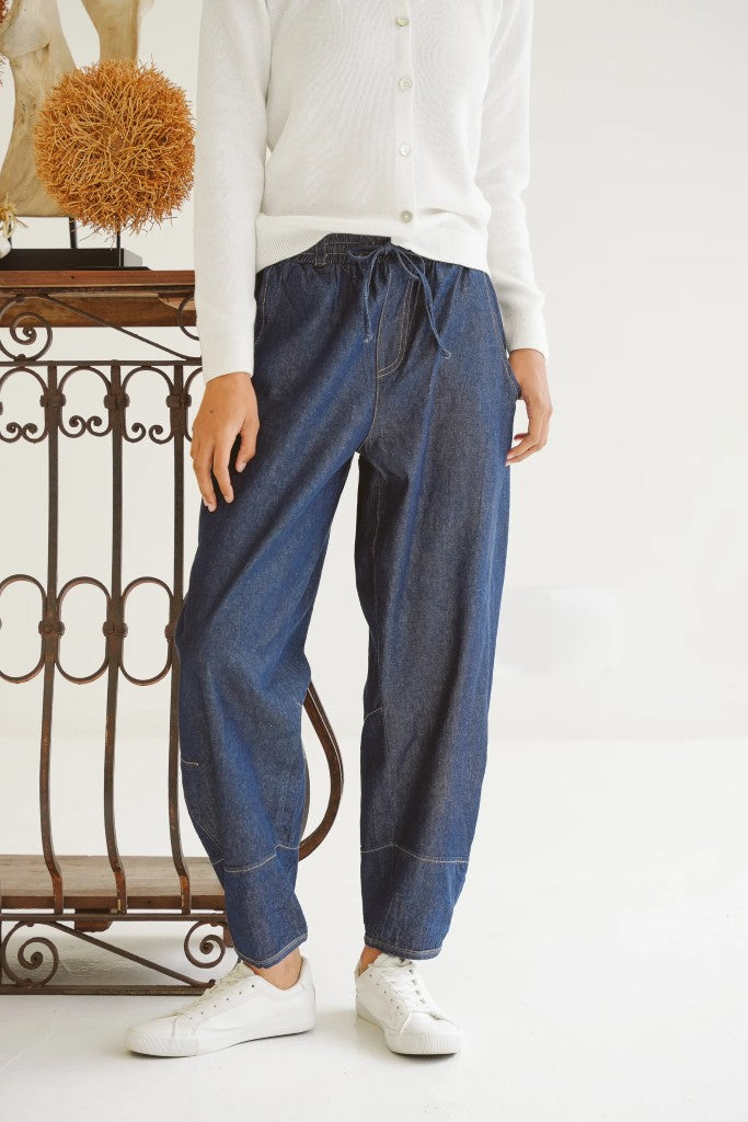 Jo Denim Barrel Pants in Indigo