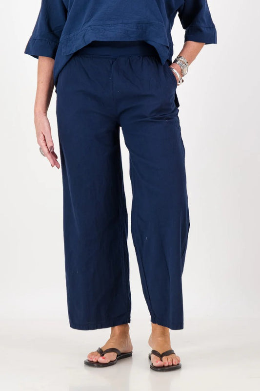 Kalani Cotton Straight Leg Pants in Navy