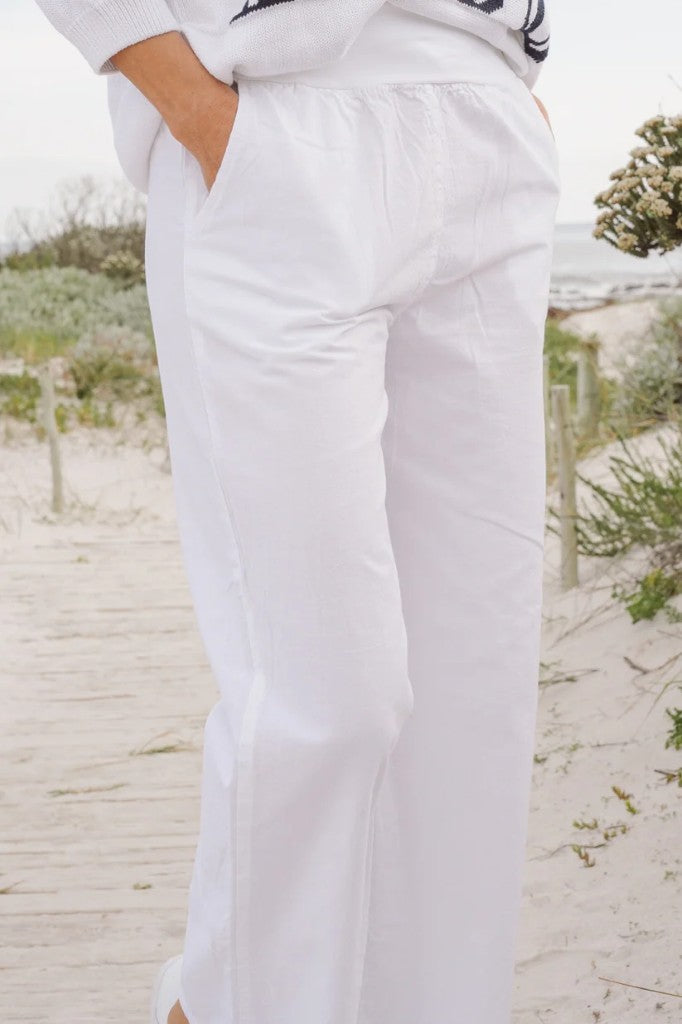 Kalani Cotton Straight Leg Pants in White