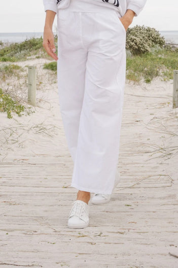 Kalani Cotton Straight Leg Pants in White