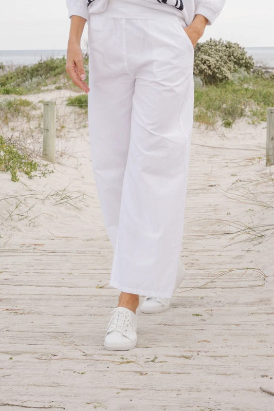 Kalani Cotton Straight Leg Pants in White