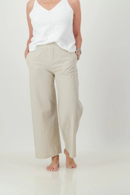 Kalani Cotton Wide Leg Pants in Pebble