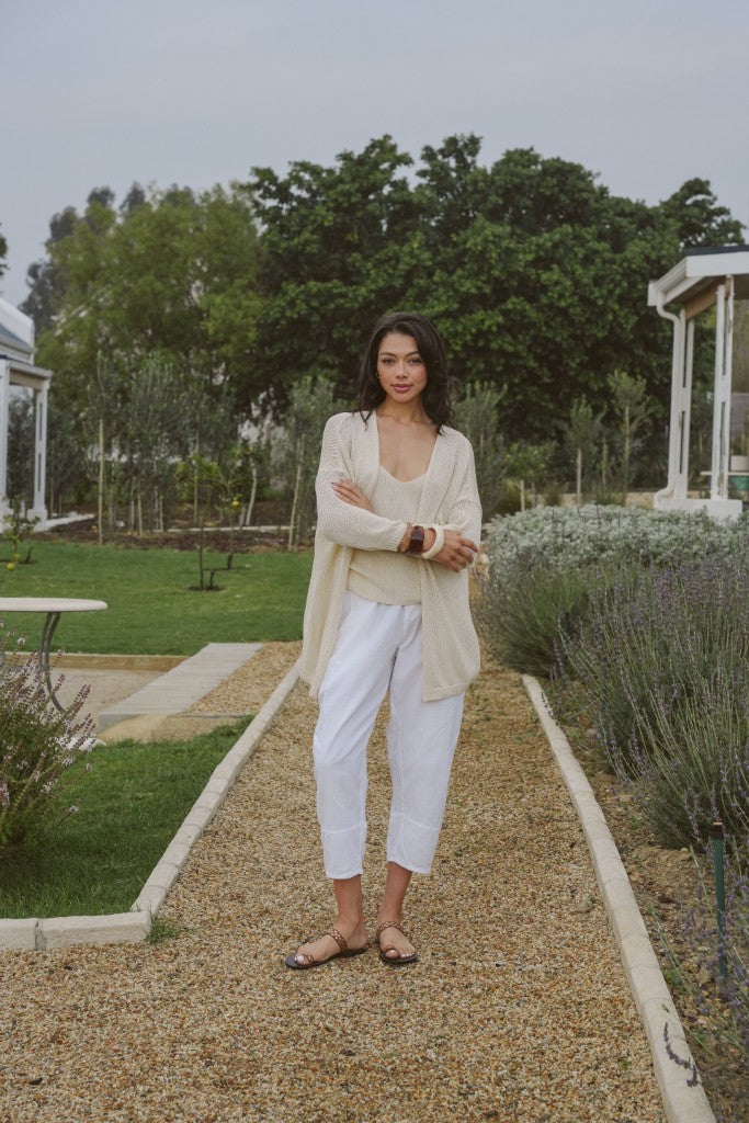 Maji Cotton Slouchy Cardigan in Ecru