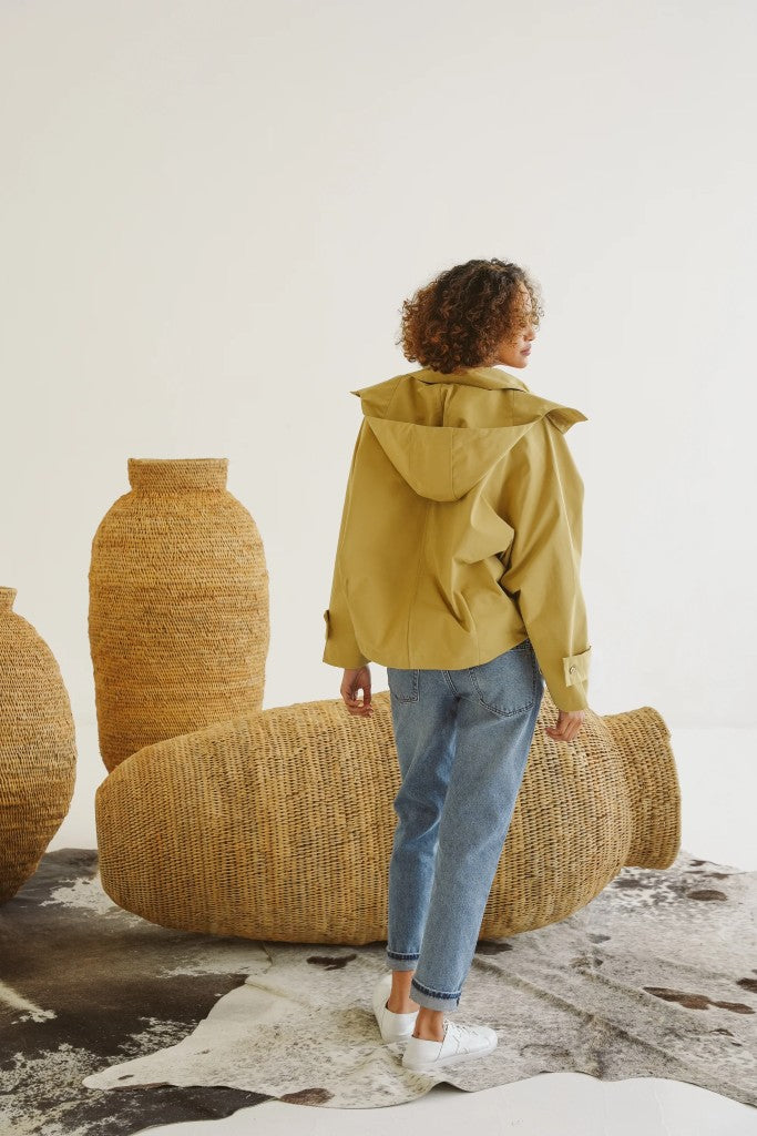 Nia Cotton Blend Batwing Jacket in Camel